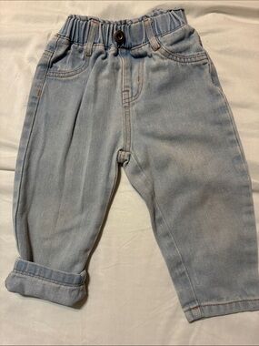 SHEIN Light Blue Kids Denim Jogger Pants